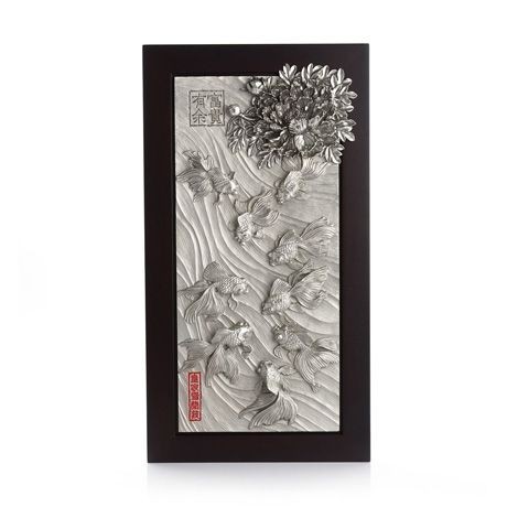 #Goldfish & Peony Plaque