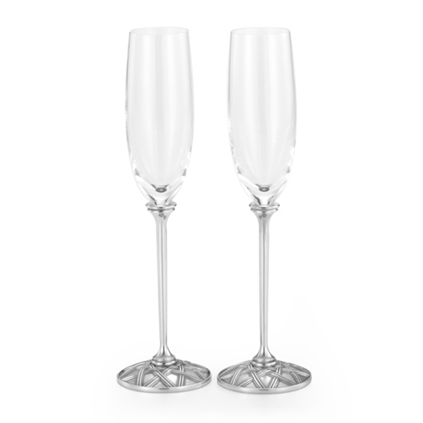 #Wicker Champagne Flute Pair