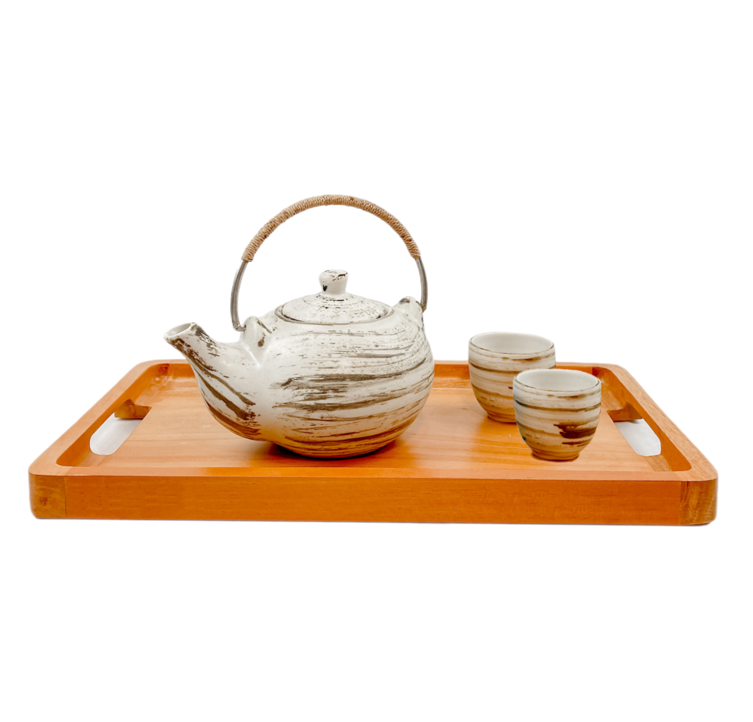 Teapot Ceramic and Pair Cups