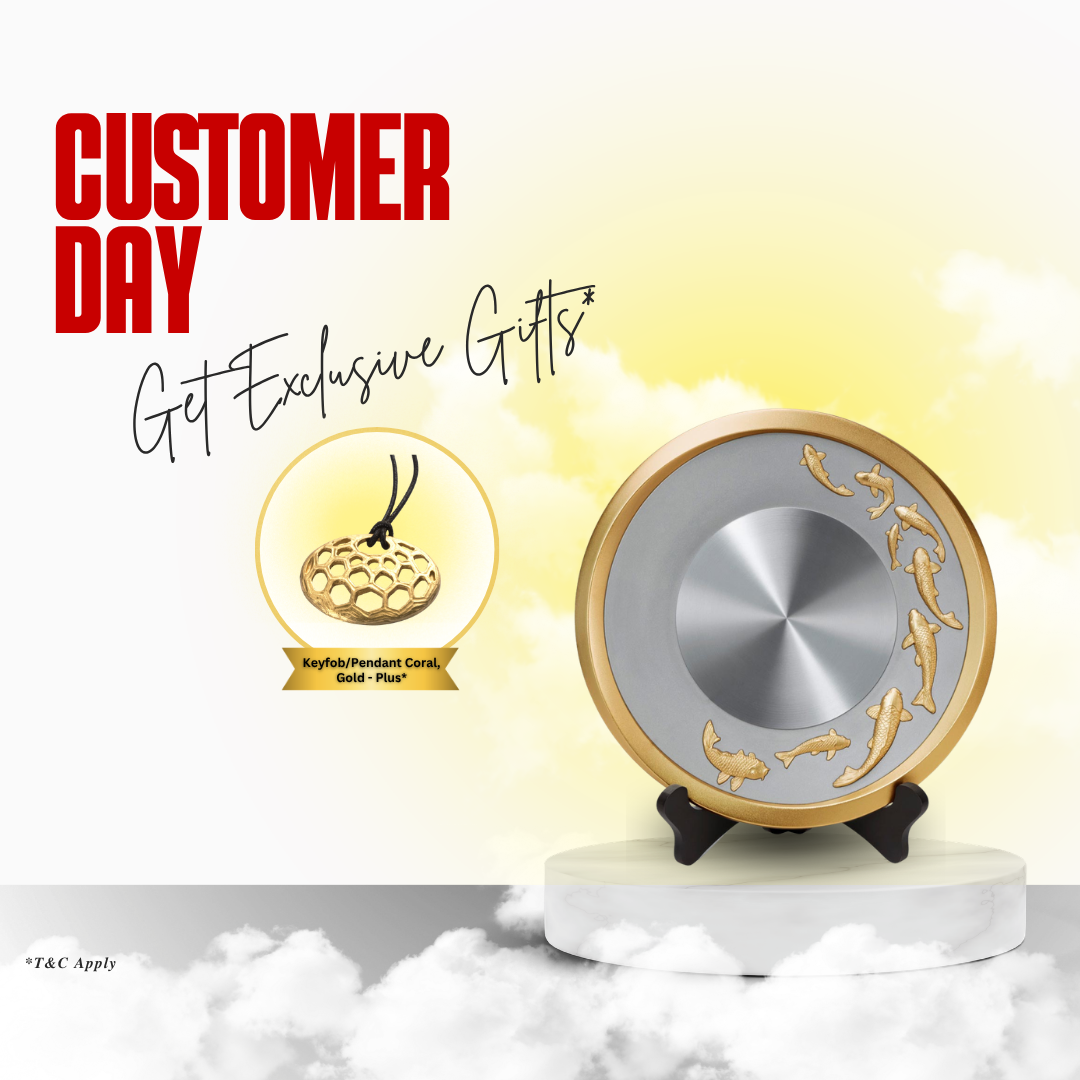 Koi Plate LG + FREE GIFT Keyfob/Pendant Coral, Gold - Plus | Customer Day