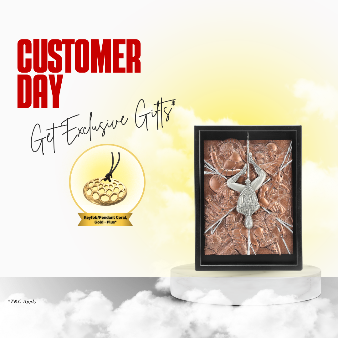Marvel Spider-Man vs. The Sinister Six Plaque + FREE GIFT Pendant Coral Gilt | Customer Day